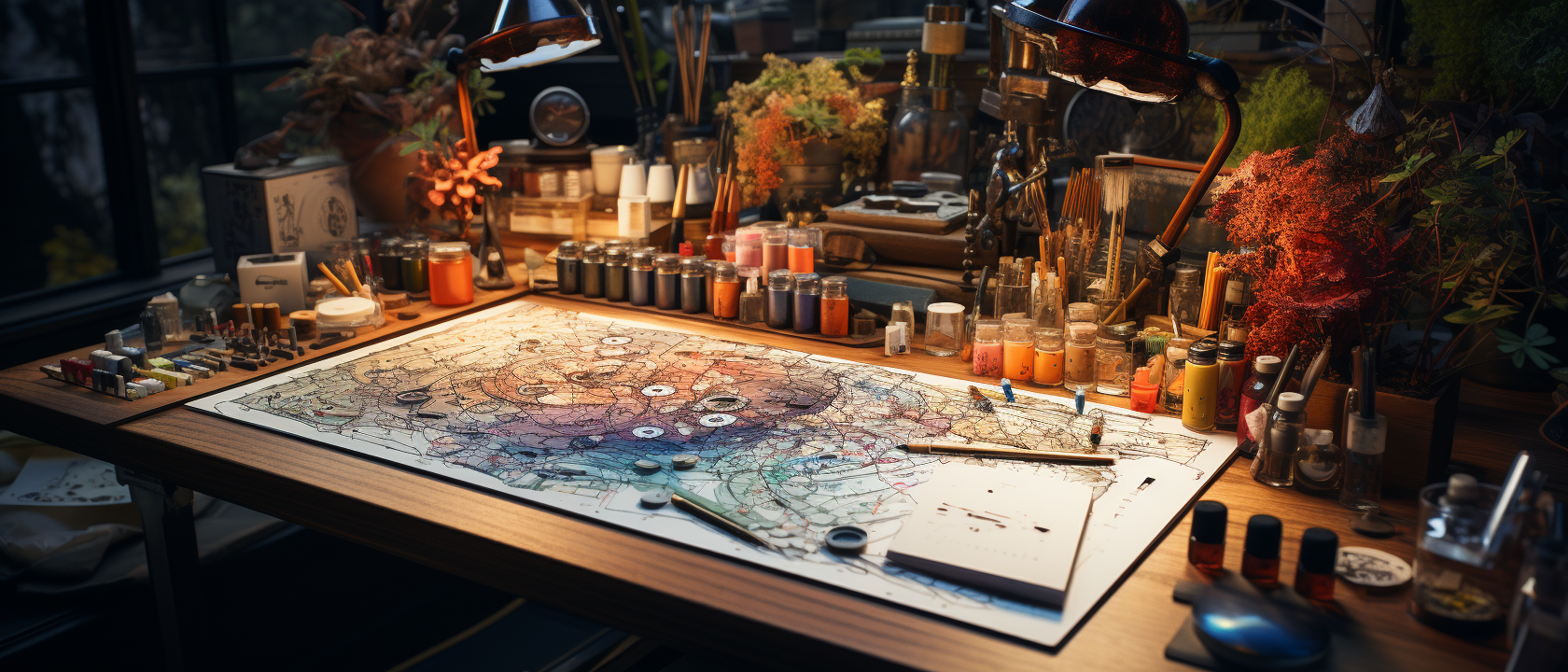 Image of a designer's messy desk