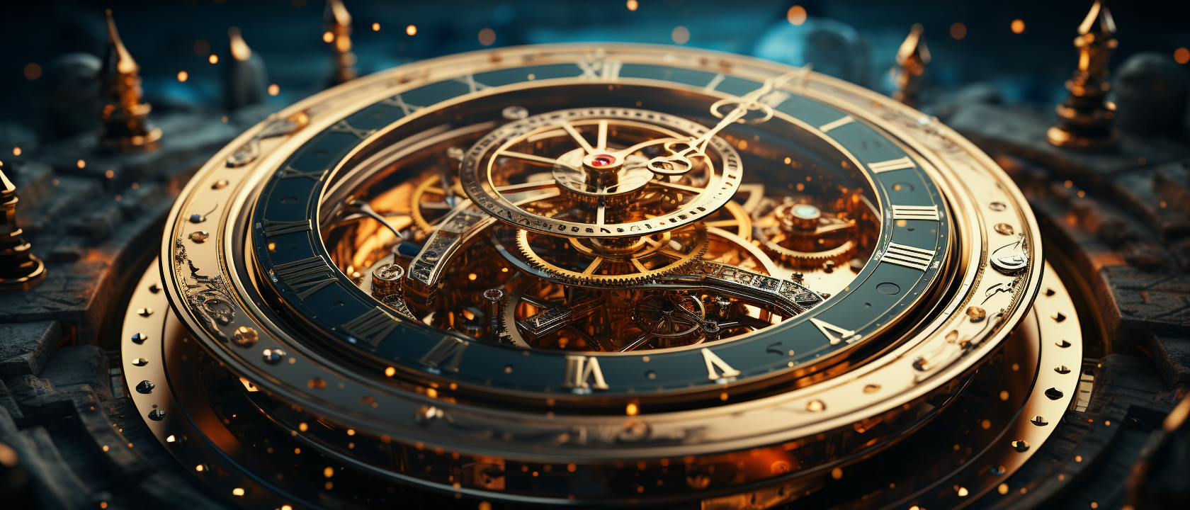Image of a complex mechanical clock